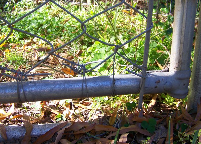 how to keep dogs from going under chain link fence